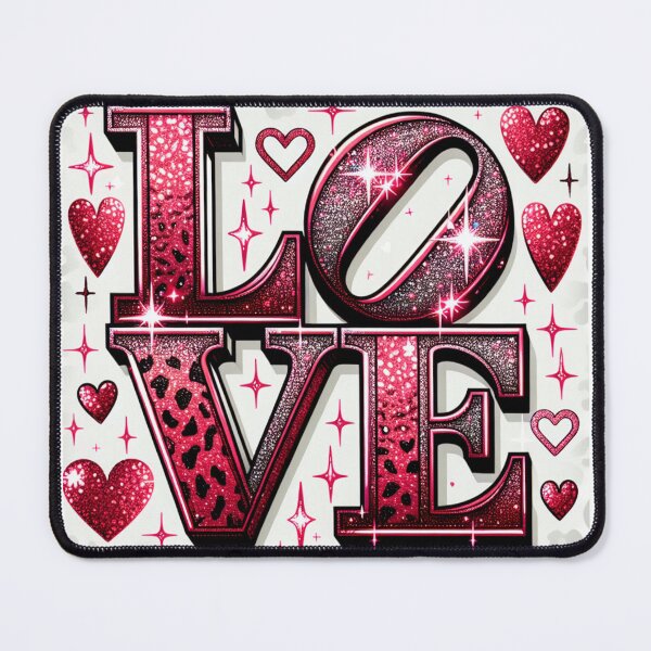 Item preview, Pink Leopard Print LOVE Glitter Typography - Retro Y2K Sparkle Heart Art designed and sold by JLMWorks.
