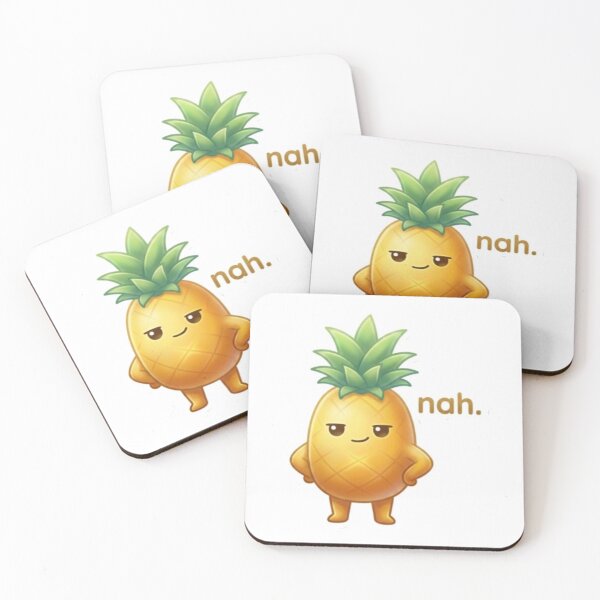 Item preview, Pineapple “Nah.” Kawaii Sticker – Cute Minimal Reaction designed and sold by Dakochaaan.