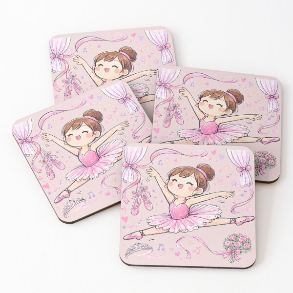 Item preview, Cute Pink Ballerina Girl Dancing Illustration designed and sold by GogaVibeRe.