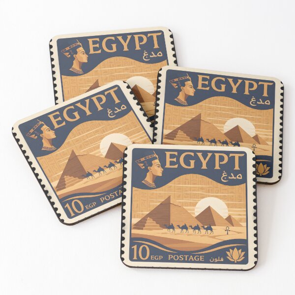 Item preview, Egypt Vintage Postage Stamp Sticker, Pyramid Desert Travel Art, Ancient Egypt Retro Design designed and sold by Bhaskar Digital Art.