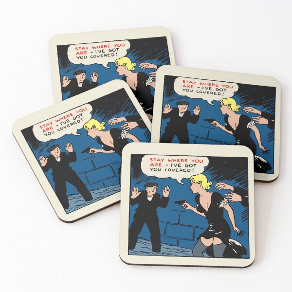Item preview, Stay Where You Are • I've Got You Covered • Detective Comic Pin Up Pop Art designed and sold by wmxdesign.