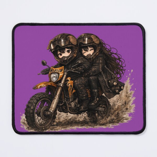 Item preview, Cute Anime Couple Riding Dirt Bike Chibi Style Motorcycle Design designed and sold by Bleedinginlove.