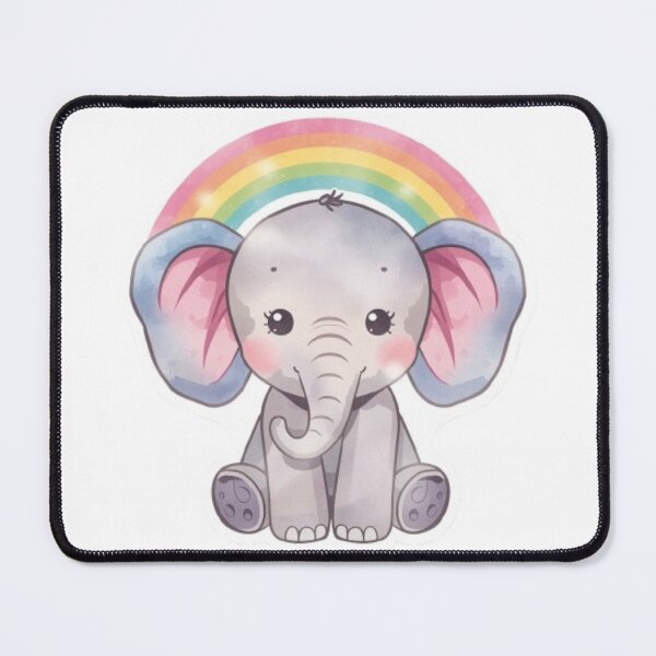 Item preview, Kawaii Watercolor Elephant with Rainbow - Gentle Gift Style designed and sold by DigitfanStudio.