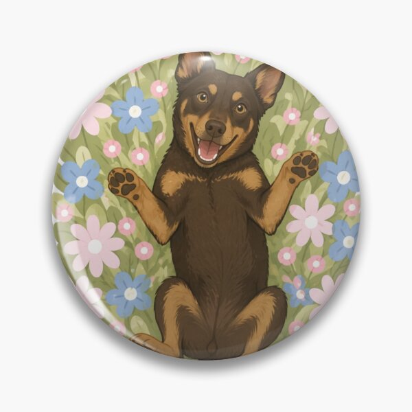 Item preview, Happy Australian Kelpie Dog in Flower Field – Cute Smiling Puppy Floral Aesthetic Sticker designed and sold by GoodyPaws.