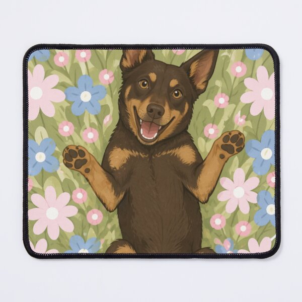 Item preview, Happy Australian Kelpie Dog in Flower Field – Cute Smiling Puppy Floral Aesthetic Sticker designed and sold by GoodyPaws.