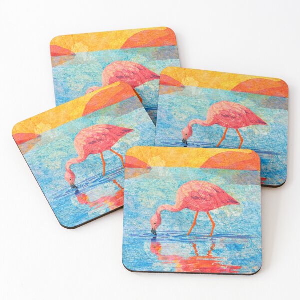 Item preview, Cute Flamingo in Colorful Lagoon, Bolivian Landscape, Mixed Media Digital Collage designed and sold by SWSandraWechner.