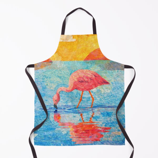 Item preview, Cute Flamingo in Colorful Lagoon, Bolivian Landscape, Mixed Media Digital Collage designed and sold by SWSandraWechner.