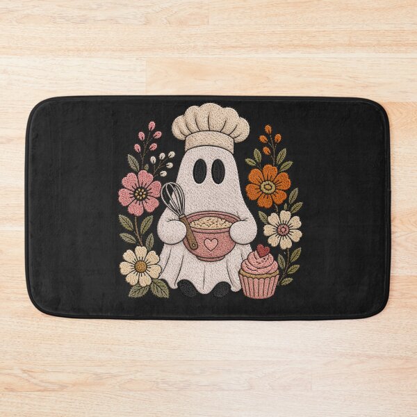 Item preview, Baking Ghost Cute Embroidery Style Chef Ghost Cupcake Floral Cozy Aesthetic Design designed and sold by ColorSplash123.