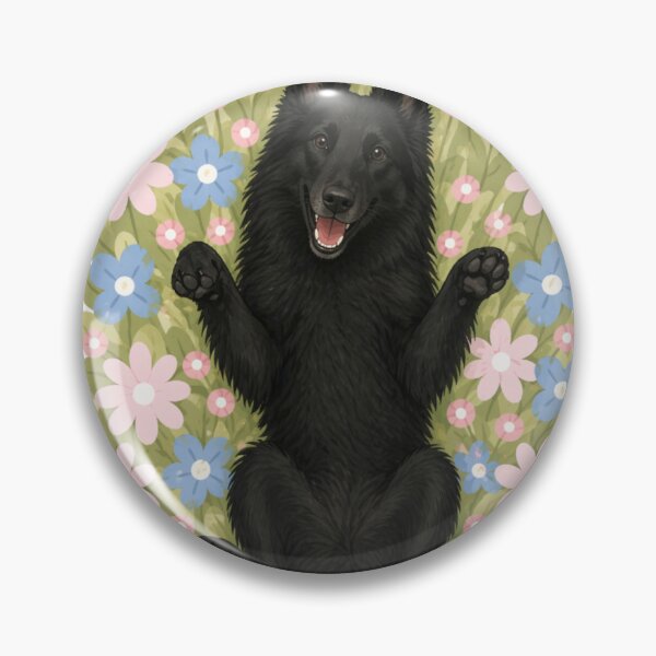 Item preview, Happy Belgian Shepherd Groenendael Dog in Flower Field – Cute Smiling Black Puppy Floral Aesthetic Sticker designed and sold by GoodyPaws.