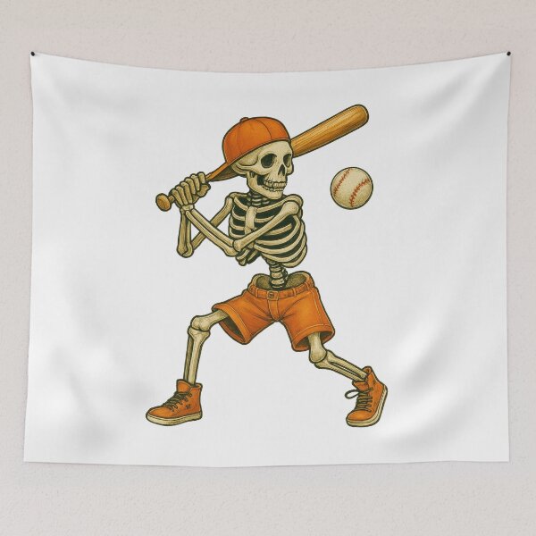 Item preview, Funny Skeleton Batting Baseball Halloween designed and sold by podphanvu.