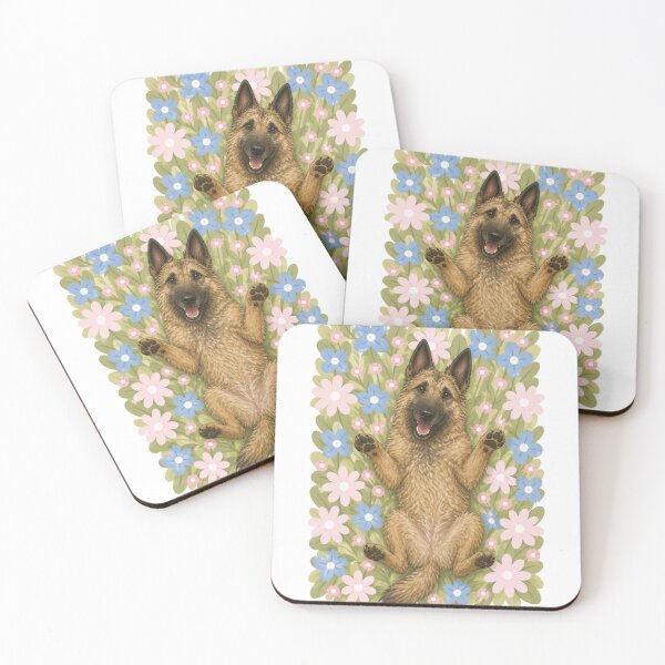 Item preview, Happy Belgian Shepherd Laekenois Dog in Flower Field – Cute Smiling Puppy Floral Aesthetic Sticker designed and sold by GoodyPaws.