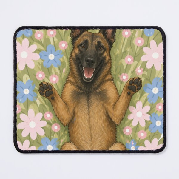 Item preview, Happy Belgian Malinois Dog in Flower Field – Cute Smiling Puppy Floral Aesthetic Sticker designed and sold by GoodyPaws.