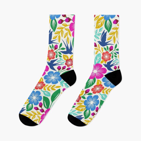 Item preview, Vibrant flowers and flying birds folk art designed and sold by Jennifer Ladd.