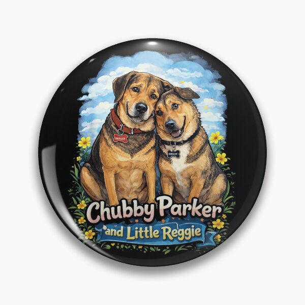 Item preview, Cute Chubby Parker and Little Reggie Dog Best Friends Illustration Art designed and sold by EricCotanori.