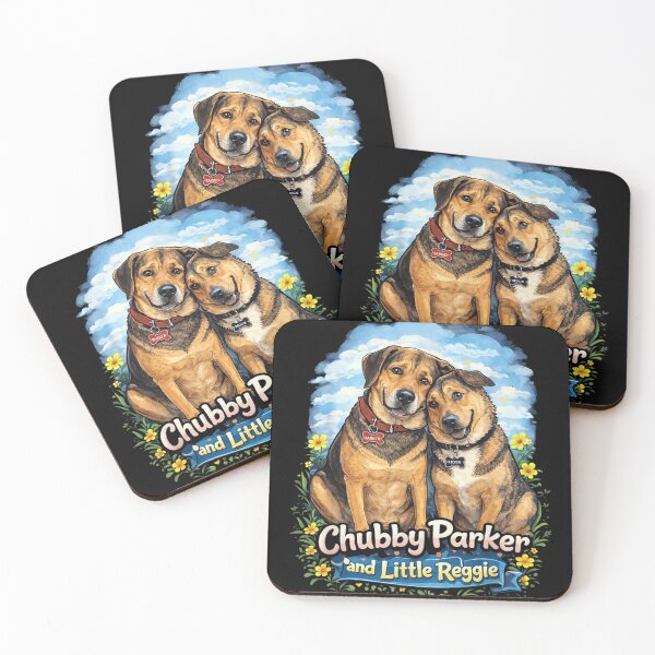 Item preview, Cute Chubby Parker and Little Reggie Dog Best Friends Illustration Art designed and sold by EricCotanori.
