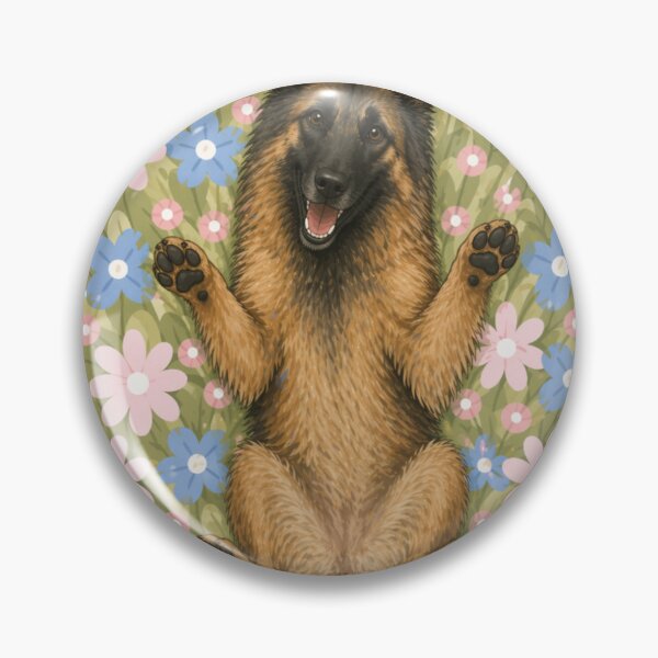 Item preview, Happy Belgian Shepherd Tervueren Dog in Flower Field – Cute Smiling Fluffy Puppy Floral Aesthetic Sticker designed and sold by GoodyPaws.