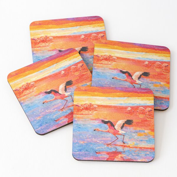 Item preview, Flamingo landing in Mountain Lagoon, Bolivian Landscape, Mixed Media Digital Collage designed and sold by SWSandraWechner.
