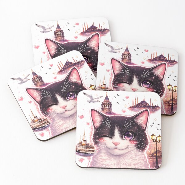 Item preview, Kawaii Istanbul Cat – Cute Anime Cat with Galata Tower, Ferry & Seagulls designed and sold by Pacika.