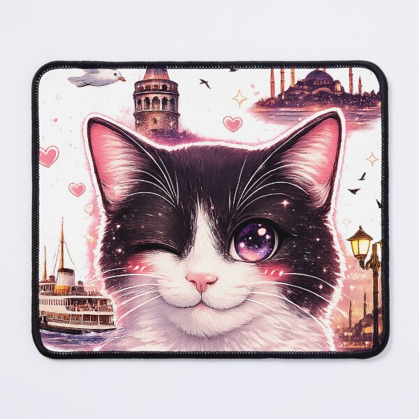 Item preview, Kawaii Istanbul Cat – Cute Anime Cat with Galata Tower, Ferry & Seagulls designed and sold by Pacika.