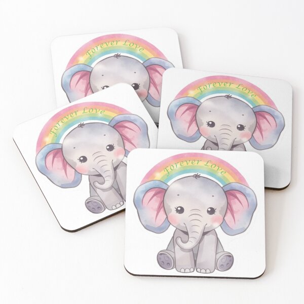 Item preview, Kawaii Watercolor Elephant "Forever Love" Gentle Gift Style designed and sold by DigitfanStudio.