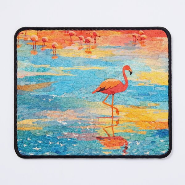 Item preview, Flamingo and Family in Mountain Lagoon, Bolivian Landscape, Mixed Media Digital Collage designed and sold by SWSandraWechner.