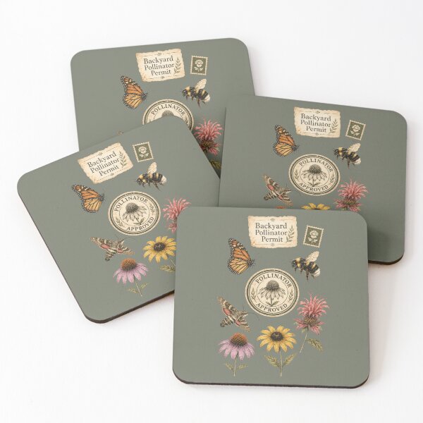 Item preview, Backyard Pollinator Permit Vintage Botanical Collage designed and sold by Ombrya.