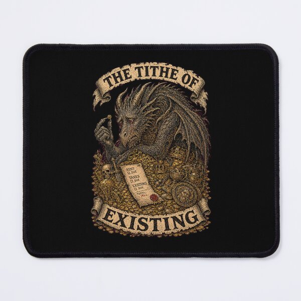 Item preview, Funny Devastated Dragon Paying Rent Tithe Of Existing Retro Comic Tee designed and sold by Mythic Ink Studio.
