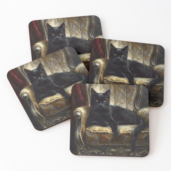 Item preview, Black Cat King Gothic Gold Throne Art designed and sold by DarkHolyQueen.