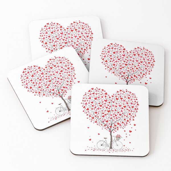Item preview, Romantic Heart Tree Bicycle Illustration - Watercolor Love Tree - Anniversary Art designed and sold by JLMWorks.