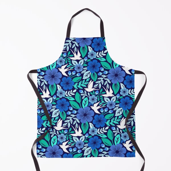 Artikelvorschau, Leuchtende Blumen und fliegende Vögel – Volkskunst in Blau entworfen und verkauft von Jennifer Ladd.