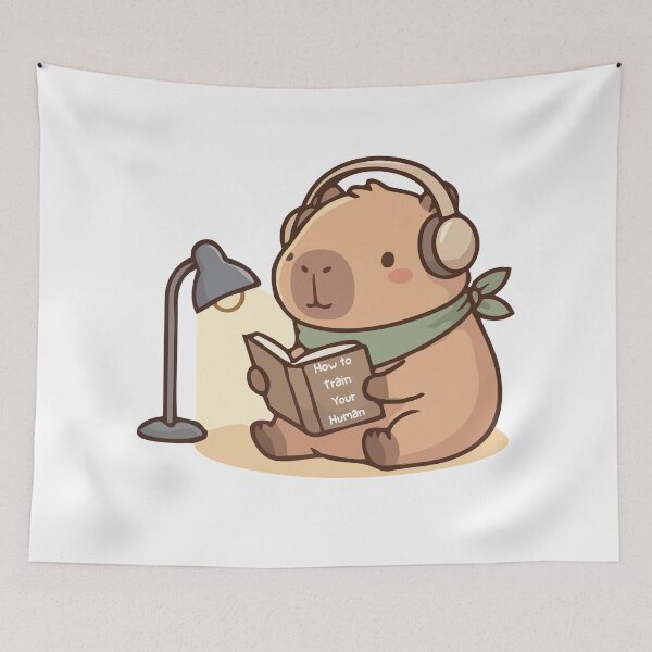 Item preview, Cute Capybara Studying Cozy Reading Aesthetic Design designed and sold by EarthSoftSound.