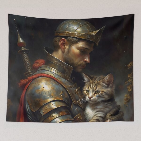 Item preview, Knight And Cat Protector Gothic Art designed and sold by DarkHolyQueen.