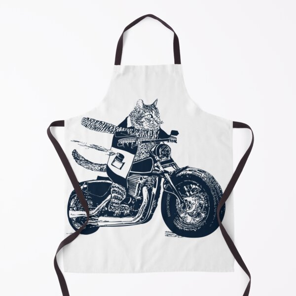 Item preview, Cool Biker Cat Riding Motorcycle Vintage Dark Blue Animal Illustration Art designed and sold by PhocoNibict.