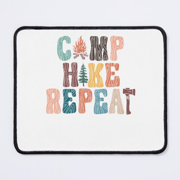 Item preview, Camp Hike Repeat Outdoor Adventure Wood Grain Typography designed and sold by krystalRomanart.