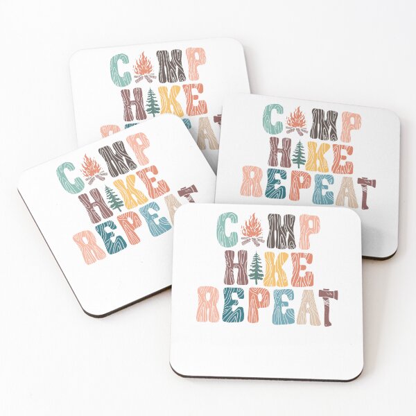 Item preview, Camp Hike Repeat Outdoor Adventure Wood Grain Typography designed and sold by krystalRomanart.