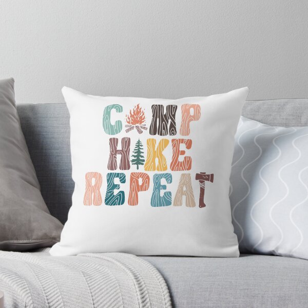Item preview, Camp Hike Repeat Outdoor Adventure Wood Grain Typography designed and sold by krystalRomanart.