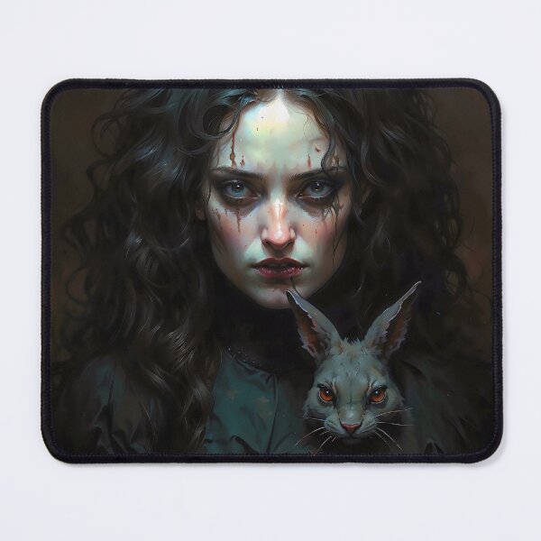 Item preview, Goth Girl With Rabbit Dark Fairy Tale Art designed and sold by DarkHolyQueen.