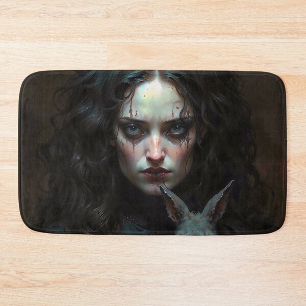 Item preview, Goth Girl With Rabbit Dark Fairy Tale Art designed and sold by DarkHolyQueen.