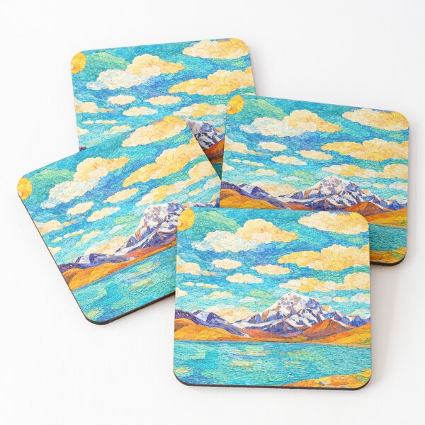 Item preview, Colorful Snowy Mountains, Watercolor Papercut, Childrens Book Illustration designed and sold by SWSandraWechner.