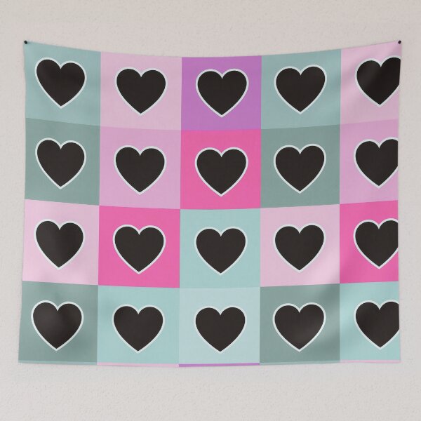 Item preview, Rainbow hearts patchwork in blue designed and sold by uunaa.