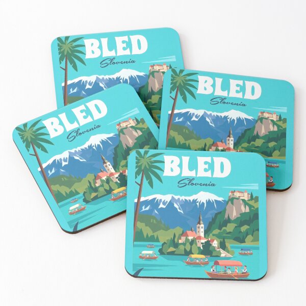 Item preview, Lake Bled Slovenia Travel Poster | Island Church & Alpine Lake Illustration | Scenic Wall Art designed and sold by Witsprings.