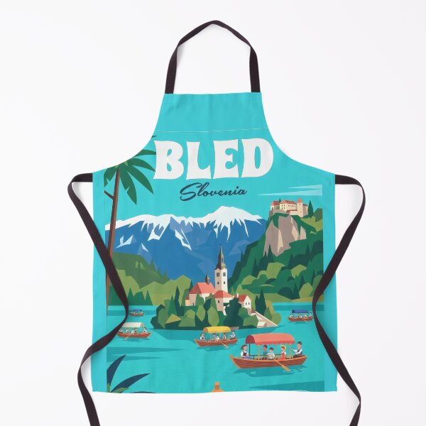 Item preview, Lake Bled Slovenia Travel Poster | Island Church & Alpine Lake Illustration | Scenic Wall Art designed and sold by Witsprings.