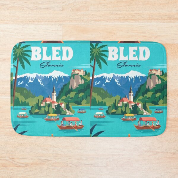 Item preview, Lake Bled Slovenia Travel Poster | Island Church & Alpine Lake Illustration | Scenic Wall Art designed and sold by Witsprings.