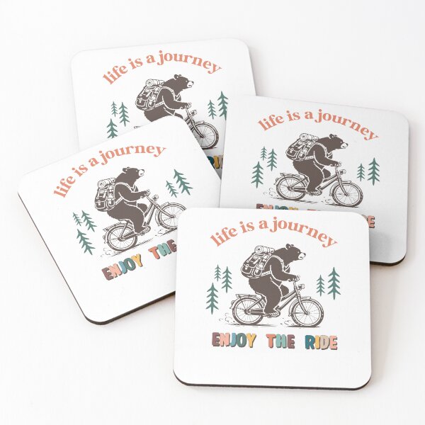 Item preview, Life Is A Journey Enjoy The Ride Biking Bear Camper designed and sold by krystalRomanart.