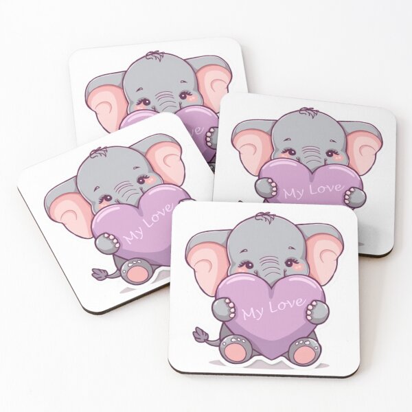 Item preview, Cute Baby Elephant "My Love" on a Gentle, Soft Pastel Sticker designed and sold by DigitfanStudio.
