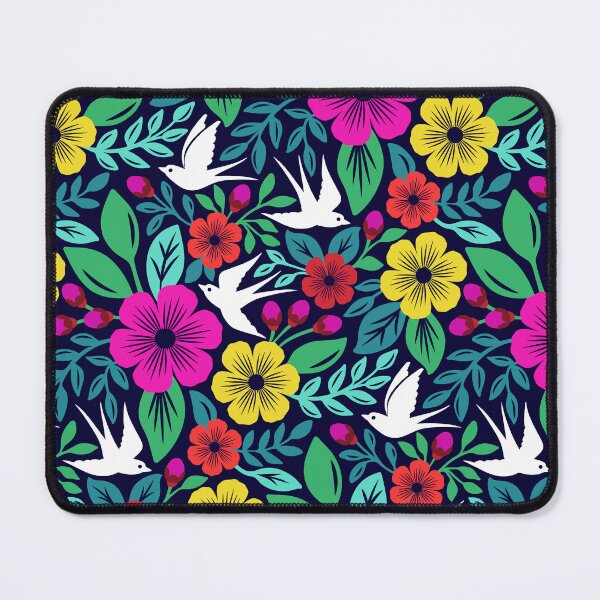 Item preview, Vibrant flowers and flying birds folk art designed and sold by Jennifer Ladd.