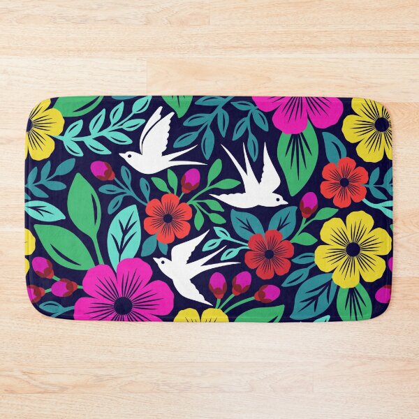 Item preview, Vibrant flowers and flying birds folk art designed and sold by Jennifer Ladd.