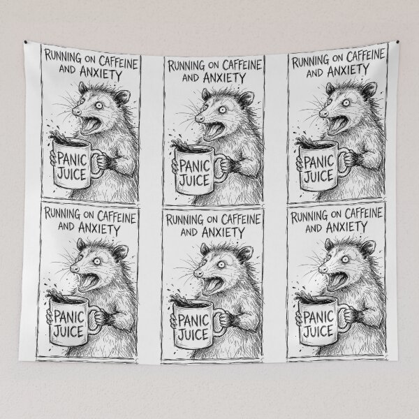 Item preview, Chaotic Screaming Opossum - Panic Juice - Running on Caffeine and Anxiety - Funny Meme Graphic designed and sold by warayut.
