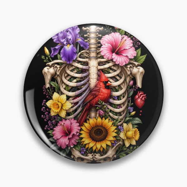Item preview, Floral Skeleton Ribcage with Cardinal Bird Art designed and sold by Rohan132.