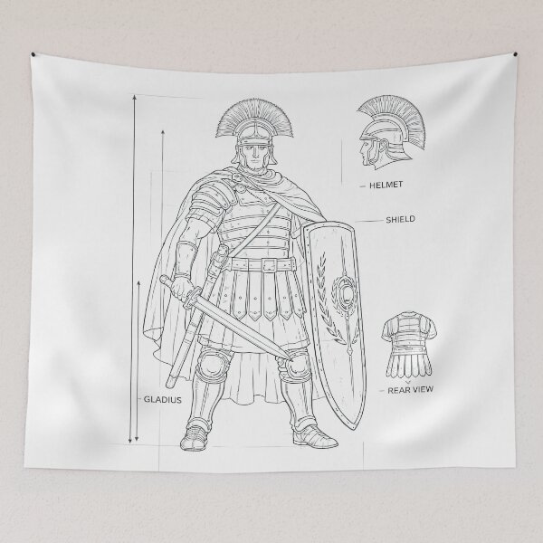 Item preview, Centurion Rome Blueprint Tactical Diagram Art designed and sold by Retr0Tshirts.